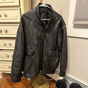 Vintage leather bomber jacket